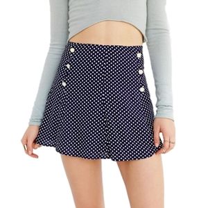 Urban Outfitters Navy Polka Dot Ruffle Mini Skirt